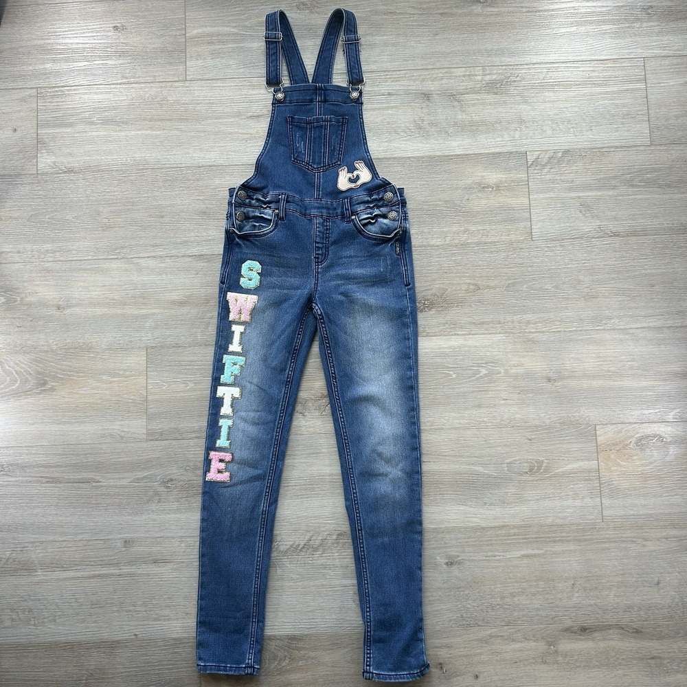 Silver Jeans Taylor Swift SWIFTIE Girls Youth Size‎ 14 Custom Denim Overalls